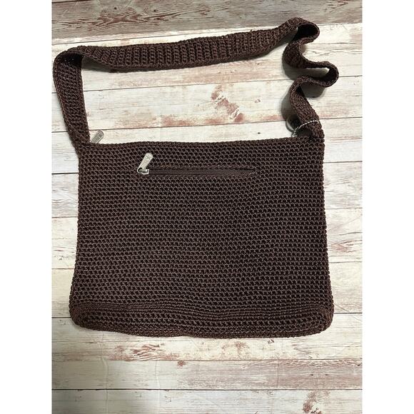 The SAK Knit Crochet Purse Chocolate Brown Vegan Handbag Shoulder Bag - Picture 3 of 7